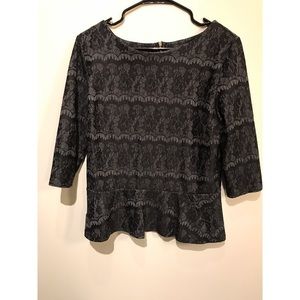 Ann Taylor Lace Print Peplum Top Size Medium
